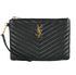 Saint Laurent Cassandre Wristlet Pouch, &pound;395, Handbags, Black, Leather, Front view